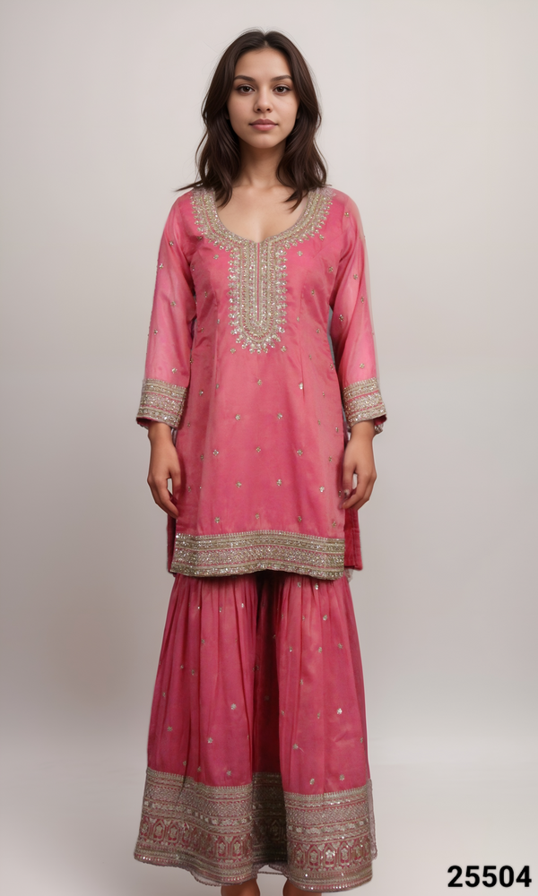 Pink Colour Gharara Set(LE-WGHA_25504)