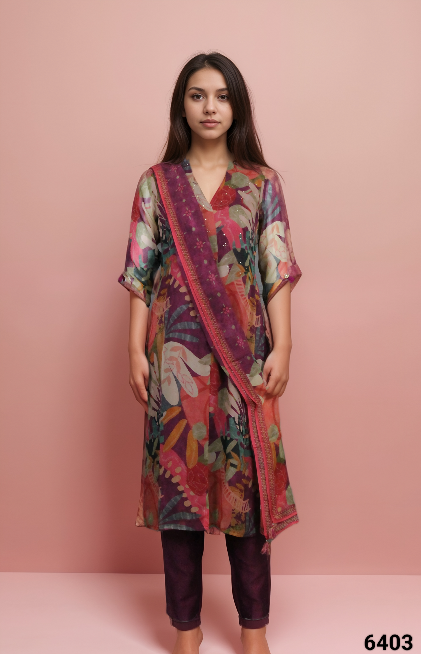 Wine Colour Kurti Set(LC-WKIS_6403)