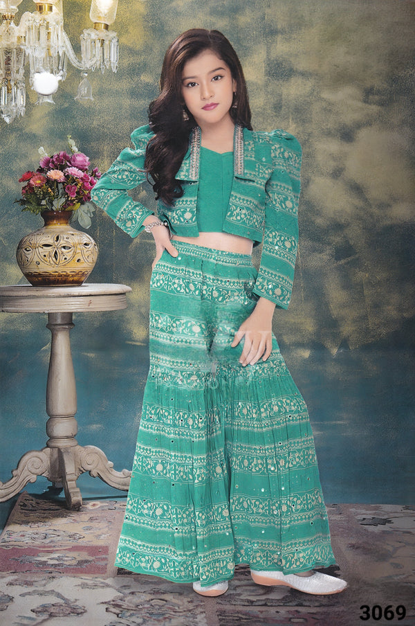 Rama Green Gharara Set(GE-GGHS_3069)