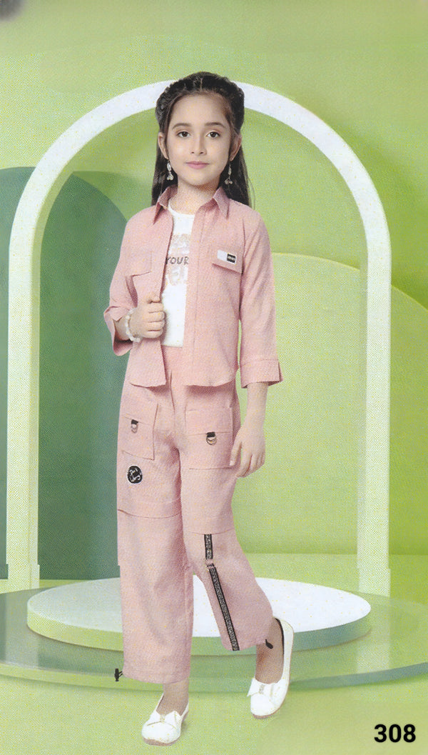 Onion Pink Colour Western Plazo Set(GC-GWSD_308)