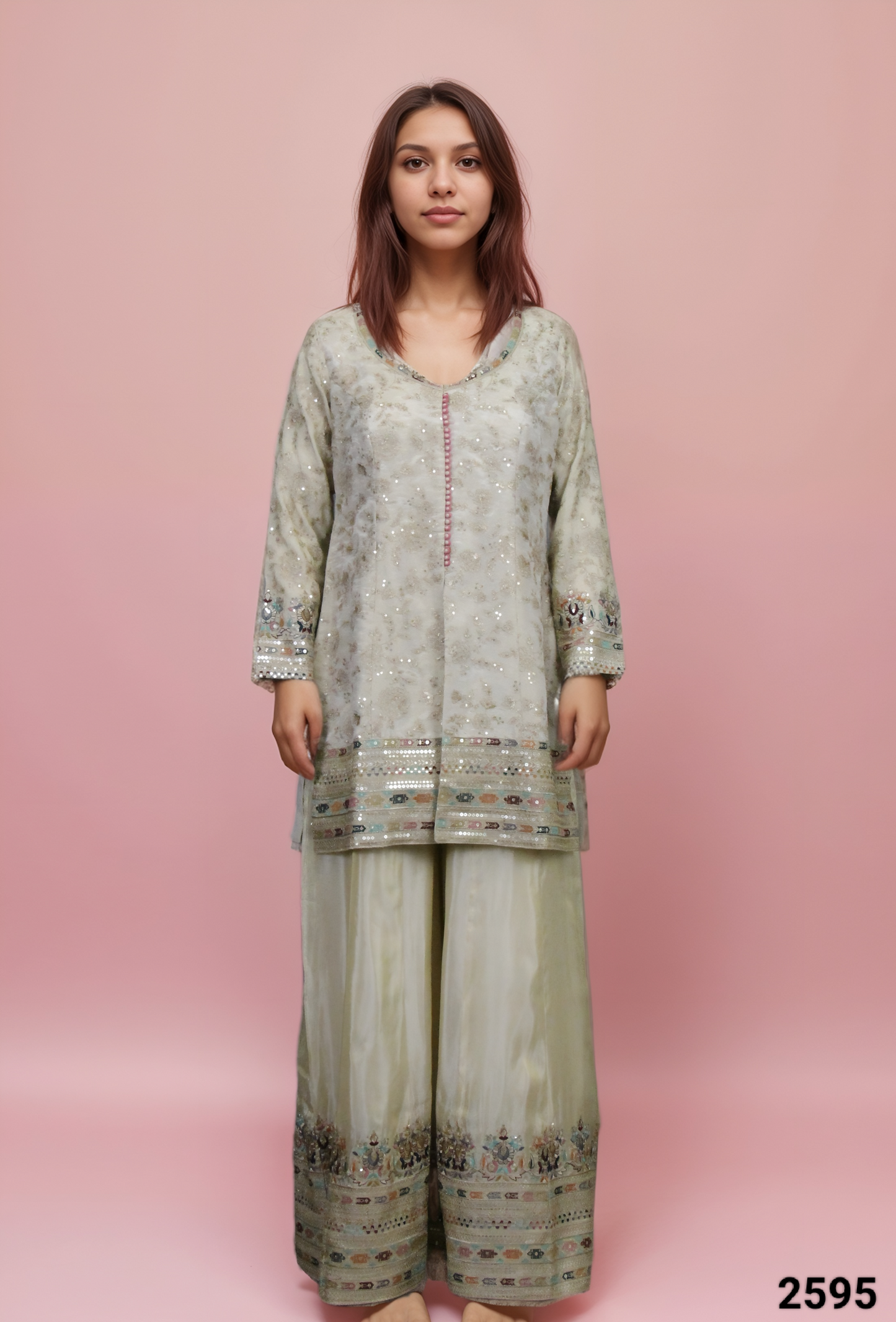 Cream Colour Plazo Set(LE-WPZS_2595)