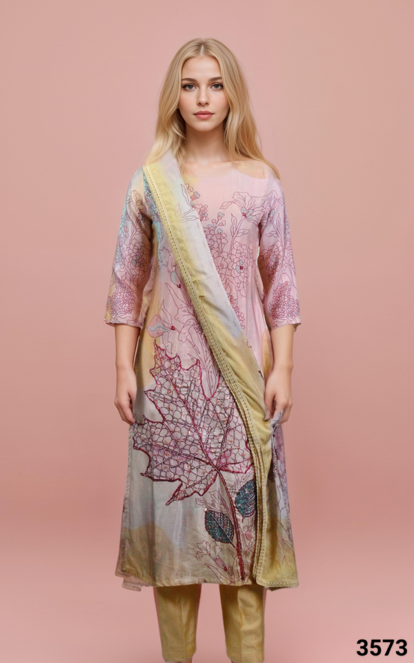 Peach Colour Kurti Set(LC-WKIS_3573)