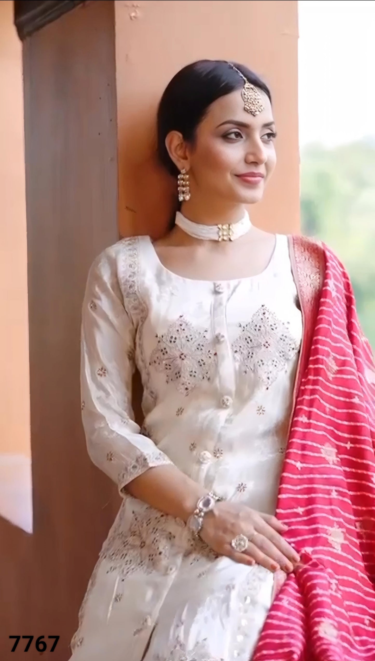 Cream Colour Plazo Set With Dupatta(LE-WPZS_7767)