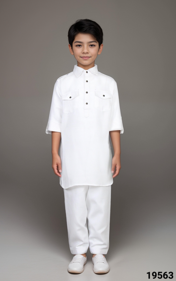 White Colour Pathani Kurta Set(BE-BPTH_19563)