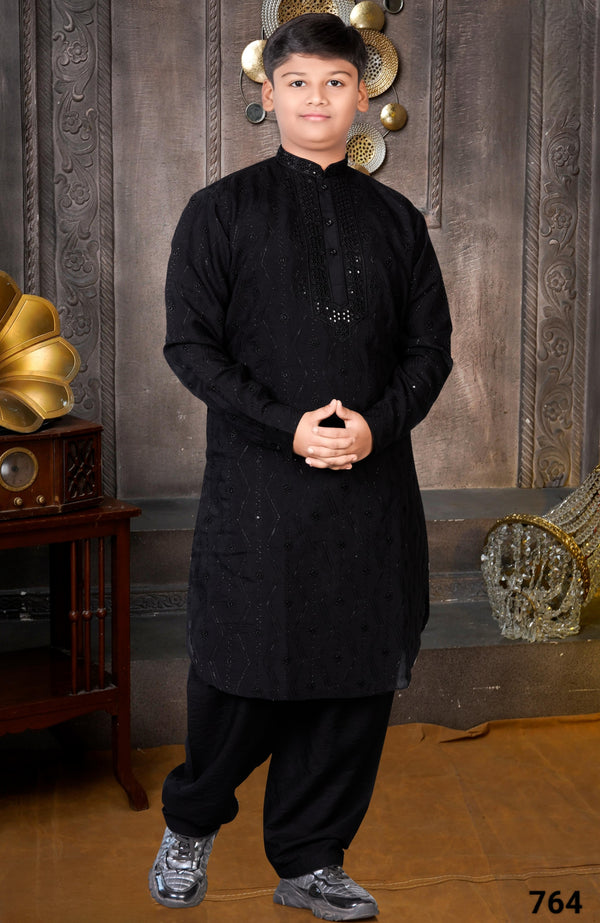 Black Colour Pathani Kurta Set(BE-BPTH_764)