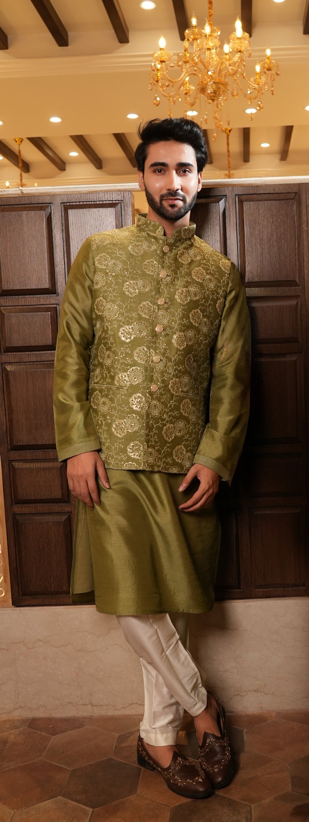 Mehandi Green Colour Bundi Set(ME-MBUS_JS 665.B)