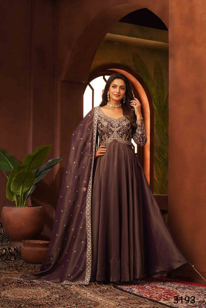 Wine Colour Anarkali(LE-WANK_3193)