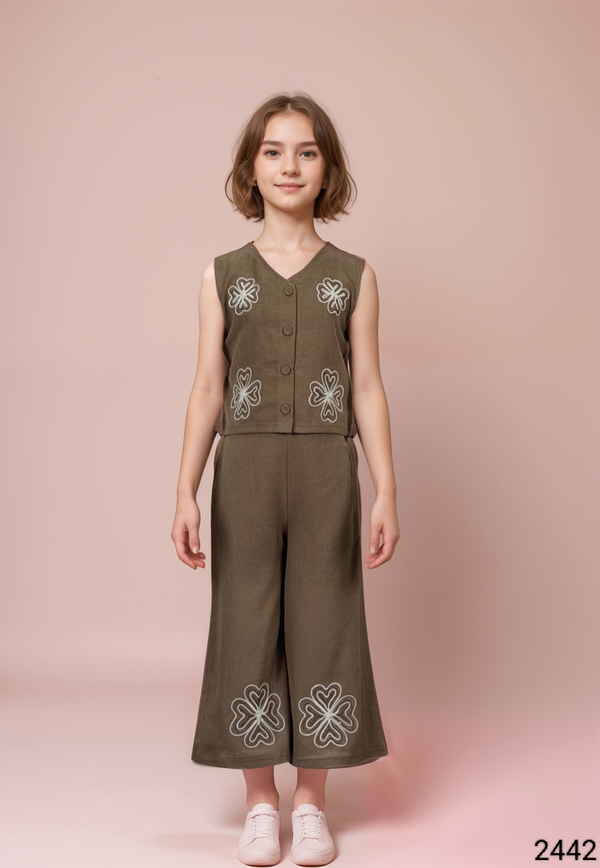 Coffee Colour Western Plazo Set(GC-GWSD_2442)