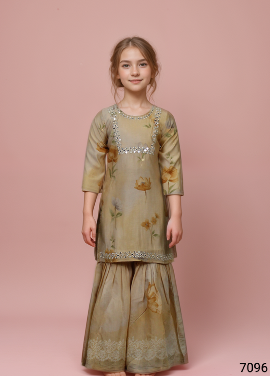 Fawn Colour Gharara Set(GE-GGHS_7096)
