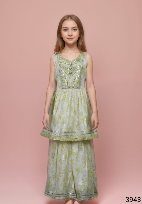 Lemon Colour Gharara Set(GE-GGHS_3943)