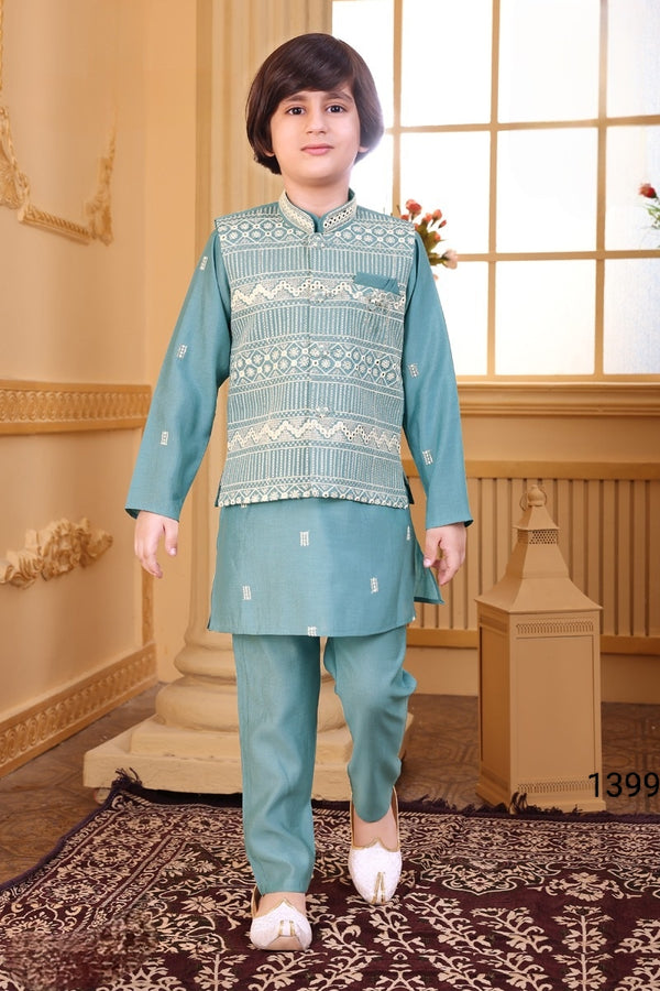 Sea Blue Colour Jacket Kurta Set(BE-BBUS_1399)