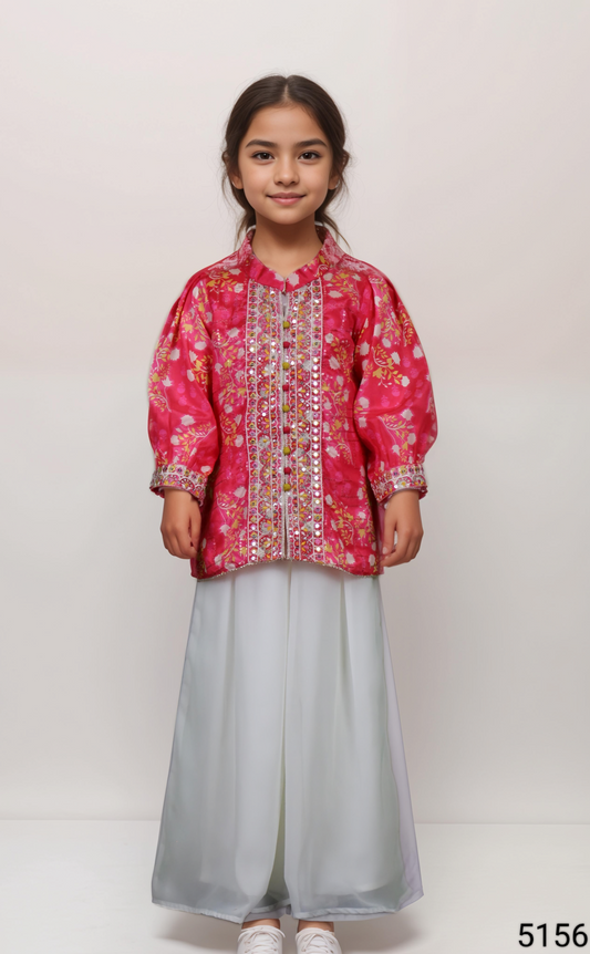 Tomato Colour Plazo Set(GE-GPZS_5156)