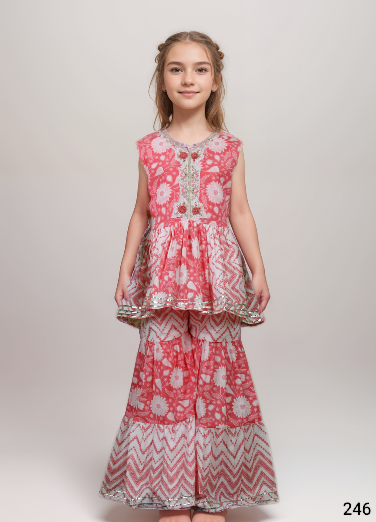 Peach Colour Gharara Set(GE-GGHS_246)