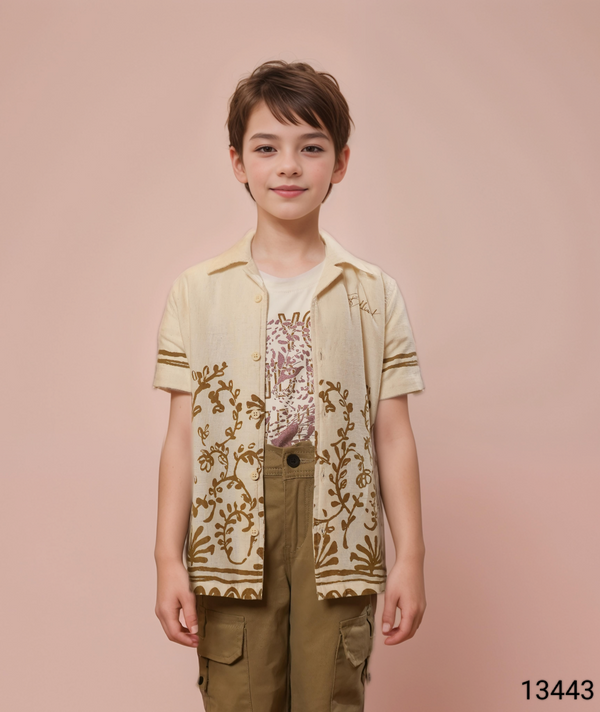 Cream Colour Shirt with T-Shirt(BC-BSHC_13443)