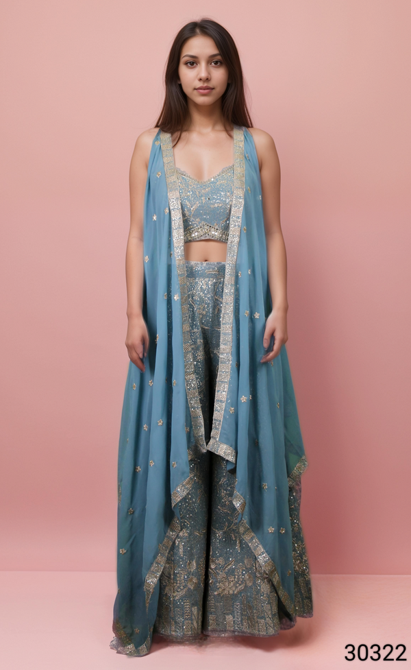 Multi Colour Plazo Set(LE-WPZS_30322)