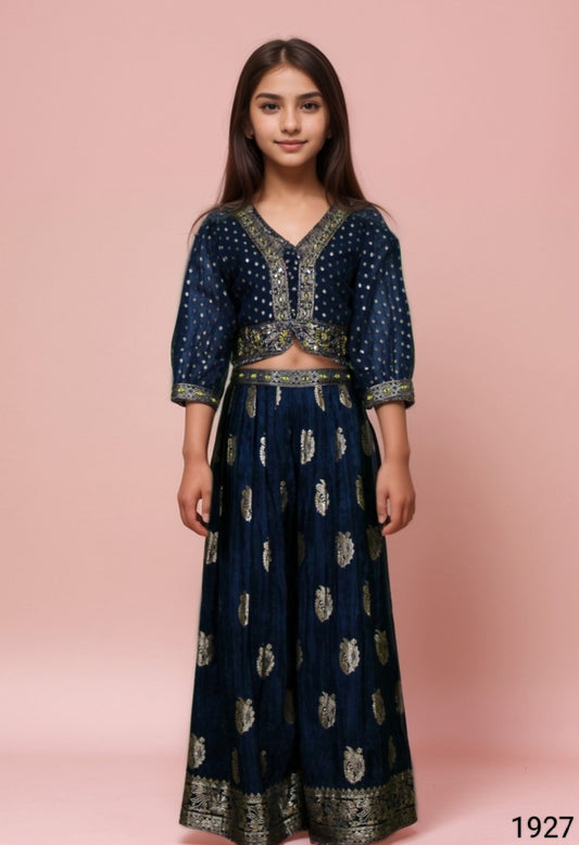 Blue Colour Plazo Set(GE-GPZS_1927)