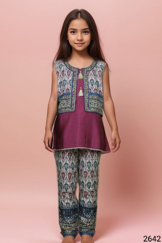 Wine Colour Kurti Set(GC-GKUS_2642)