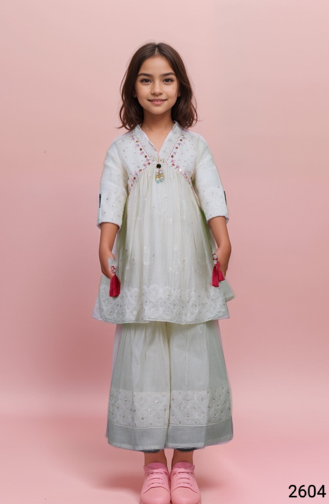 Cream Colour Gharara Set(GE-GGHS_2604)