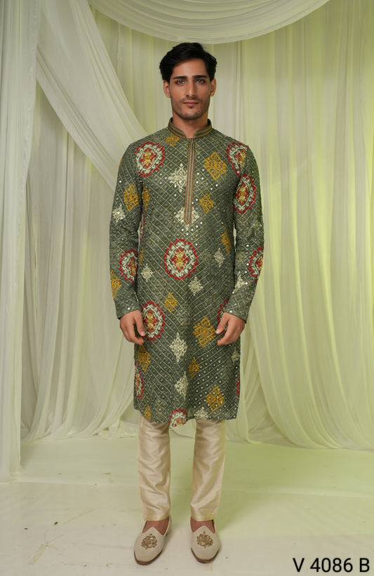 Green Colour Kurta Set(ME-MKUS_V 4086 B)