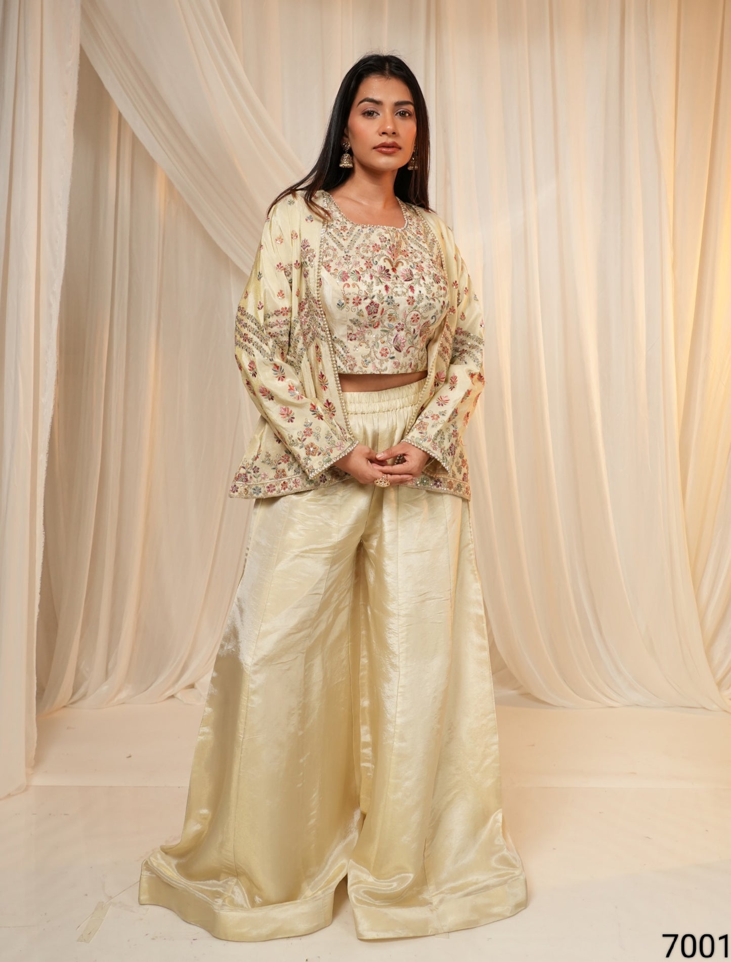 Cream Colour Plazo Set(LE-WPZS_7001)