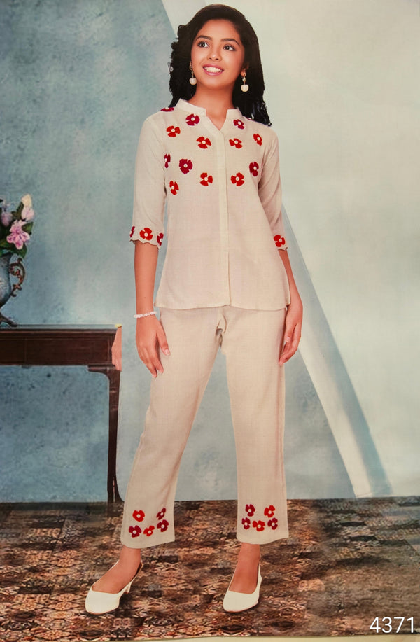 Cream Colour Co-Ord Set(GC-GCOS_4371)