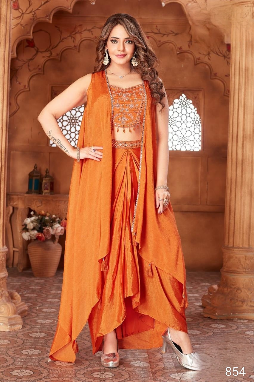 Orange Colour Plazo Set(LE-WPZS_854)