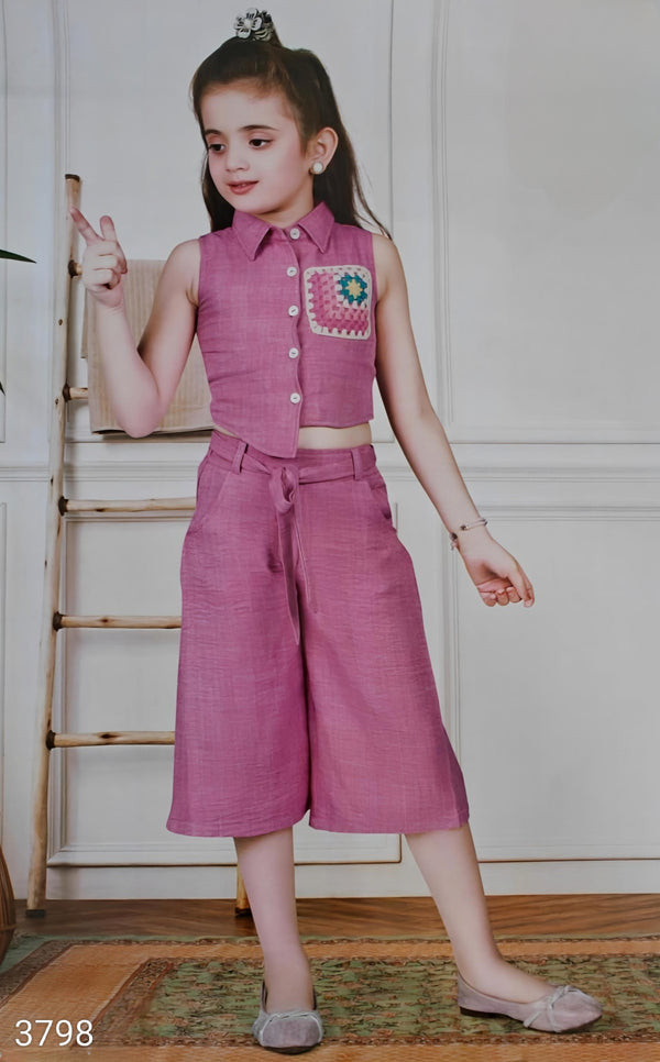 Onion Pink Colour Western Plazo Set(GC-GWSD_3798)