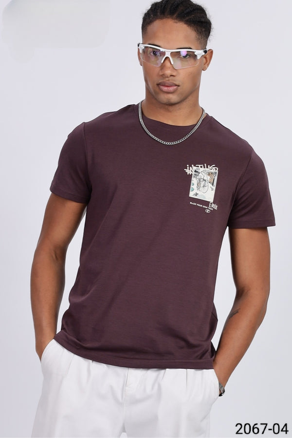 Dark Brown Colour T-Shirt(MC-MTSH_2067-04)
