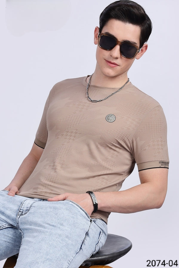 Cream Colour T-Shirt(MC-MTSH_2074-04)