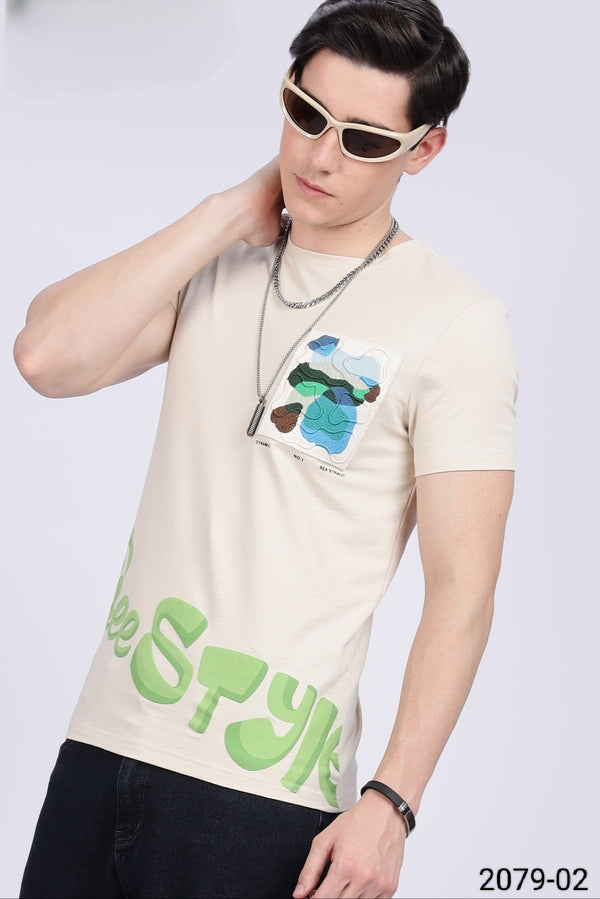 Cream Colour T-Shirt(MC-MTSH_2079-02)