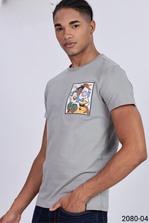 Grey Colour T-Shirt(MC-MTSH_2080-04)