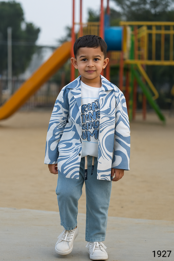Blue & Grey Colour Shirt with T-Shirt(BC-BTSH_1927)