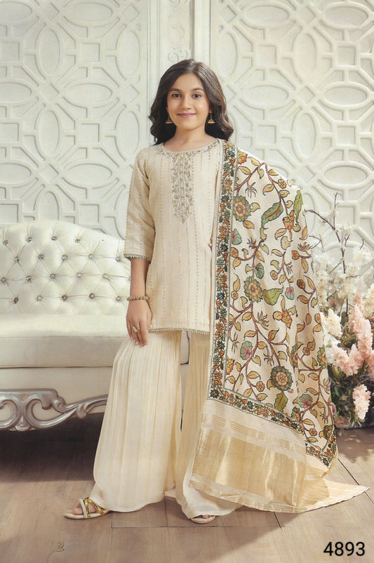 Cream Colour Gharara Set(GE-GGHS_4893)