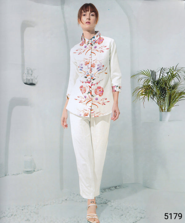 White Colour Co-Ord Set(LC-WCOS_5179)