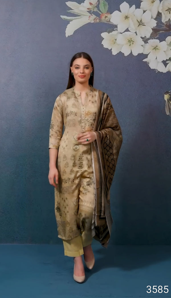 Fawn Colour Kurti Set(LC-WKIS_3585)
