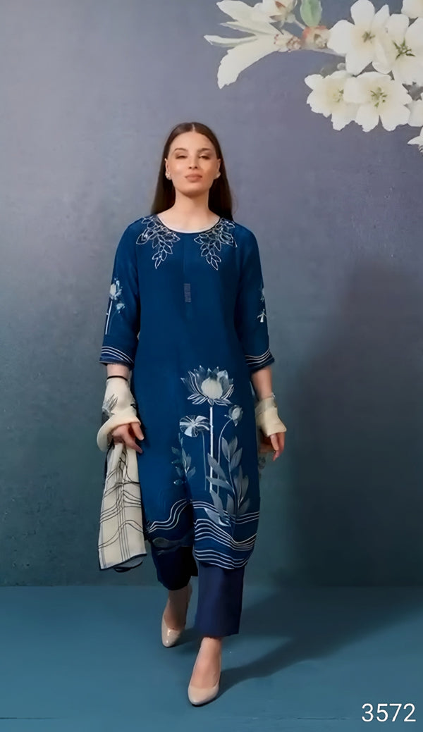 Navy Blue  Colour Kurti Set(LC-WKIS_3572)