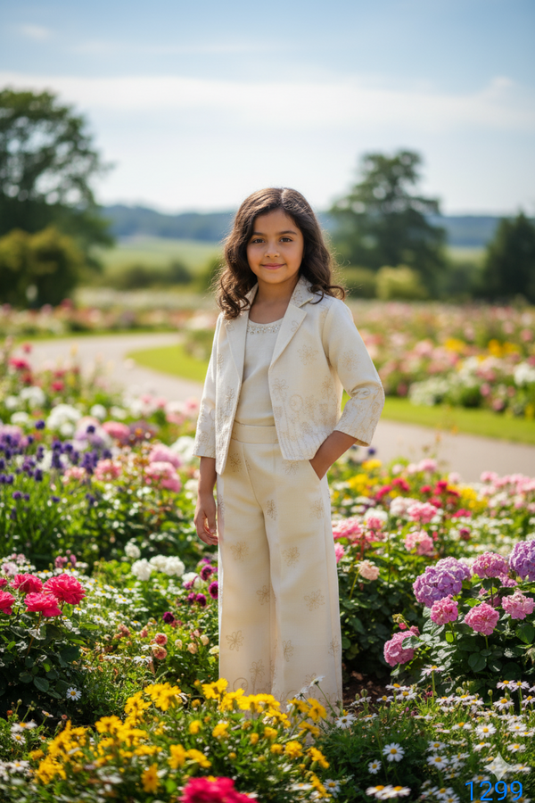 Cream Colour Western Plazo Set(GC-GWSD_1299)