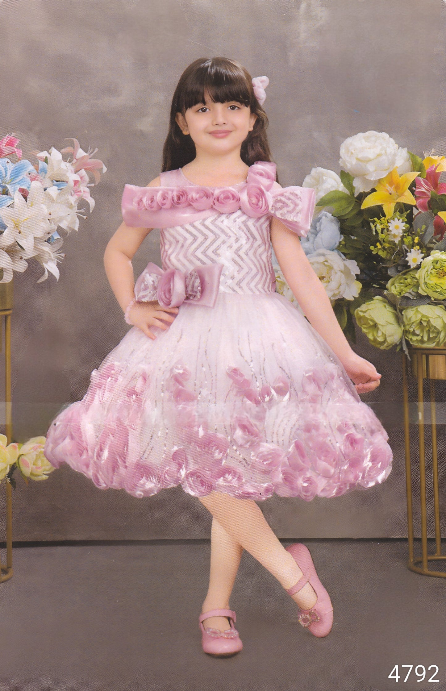 Onion Pink Colour Party Frock(GE-GFRP_4792)