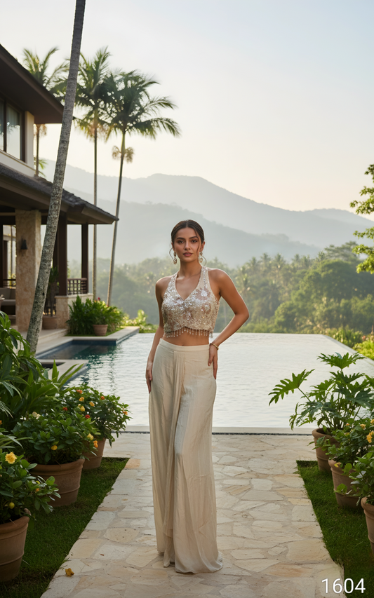 Cream Colour Plazo Set(LE-WPZS_1604)