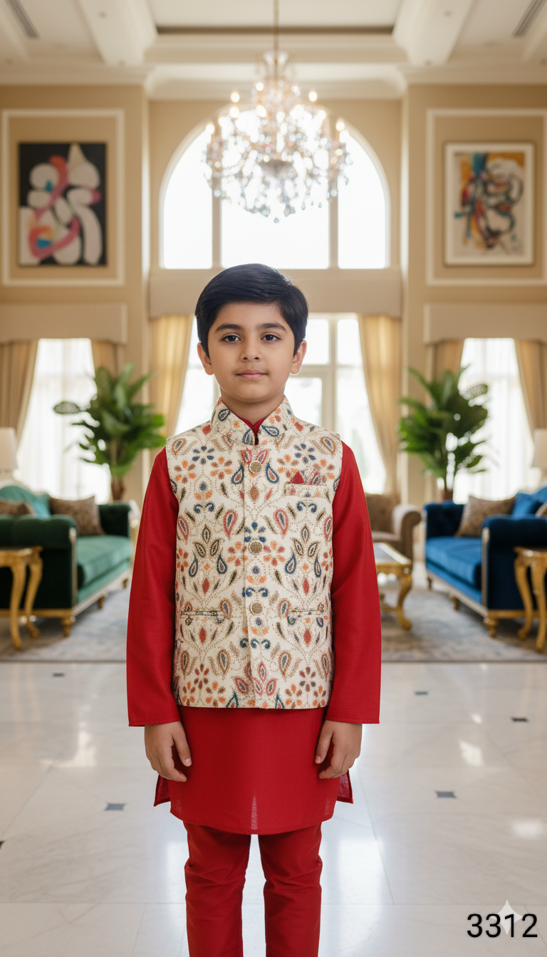 Red Colour Jacket Kurta Set(BE-BBUS_3312)