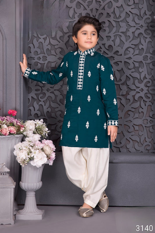 Peacock Blue Colour Kurta Set(BE-BKUS_3140)