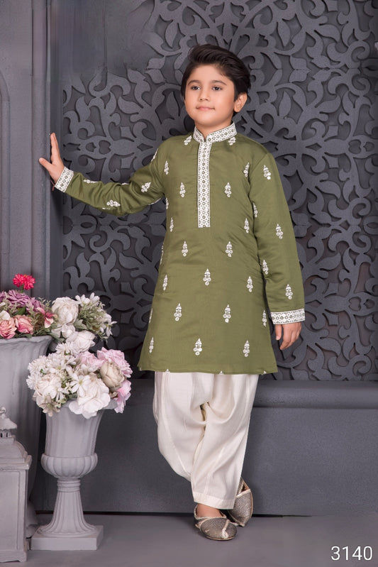Mehandi Green Colour Kurta Set(BE-BKUS_3140)