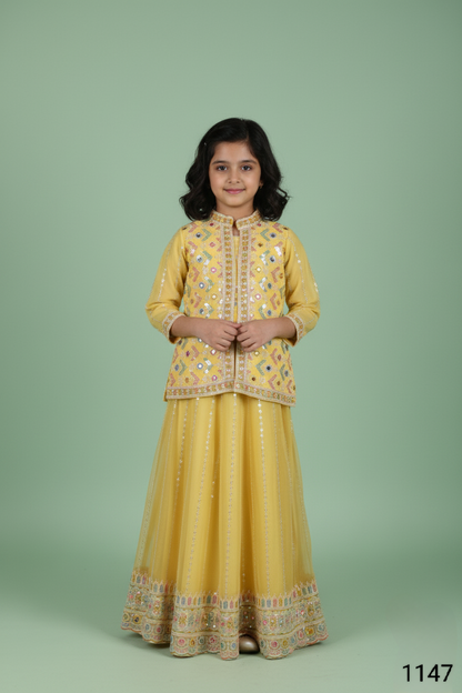 Lemon Colour Plazo Set(GE-GPZS_1147)