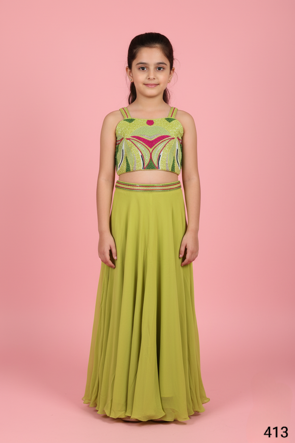 Green Colour Plazo Set(GE-GPZS_413)