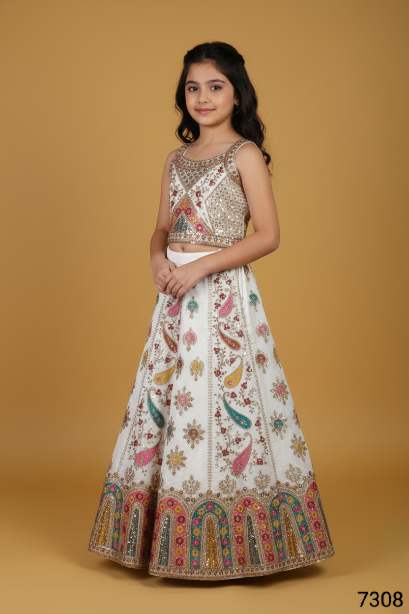 Cream Colour Ghaghra Choli(GE-WGHC_7308)
