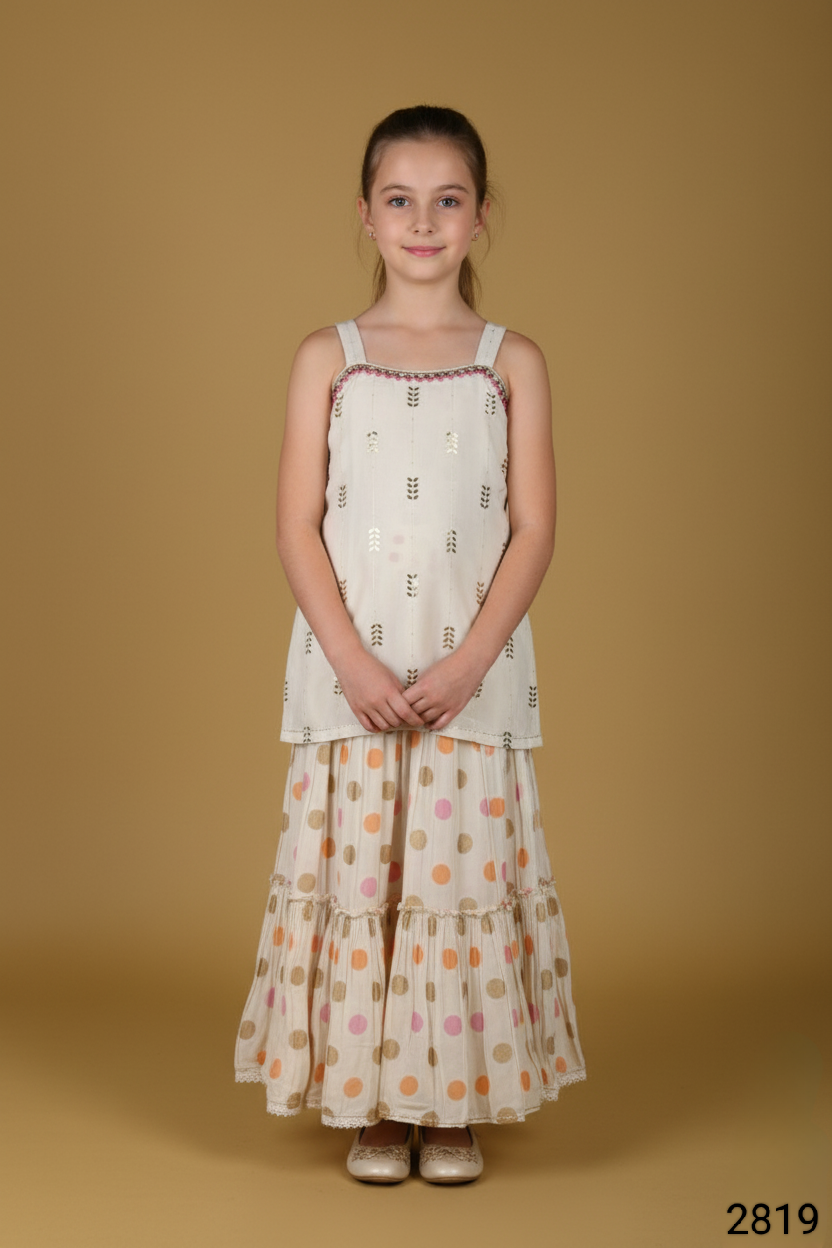 Cream Colour Gharara Set(GE-GGHS_2819)