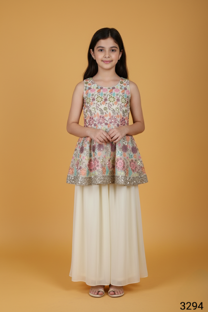 Cream Colour Plazo Set(GE-GPZS_3294)