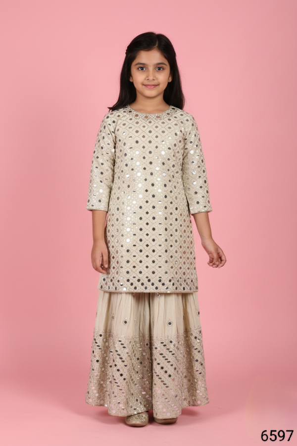 Fawn Colour Gharara Set(GE-GGHS_6597