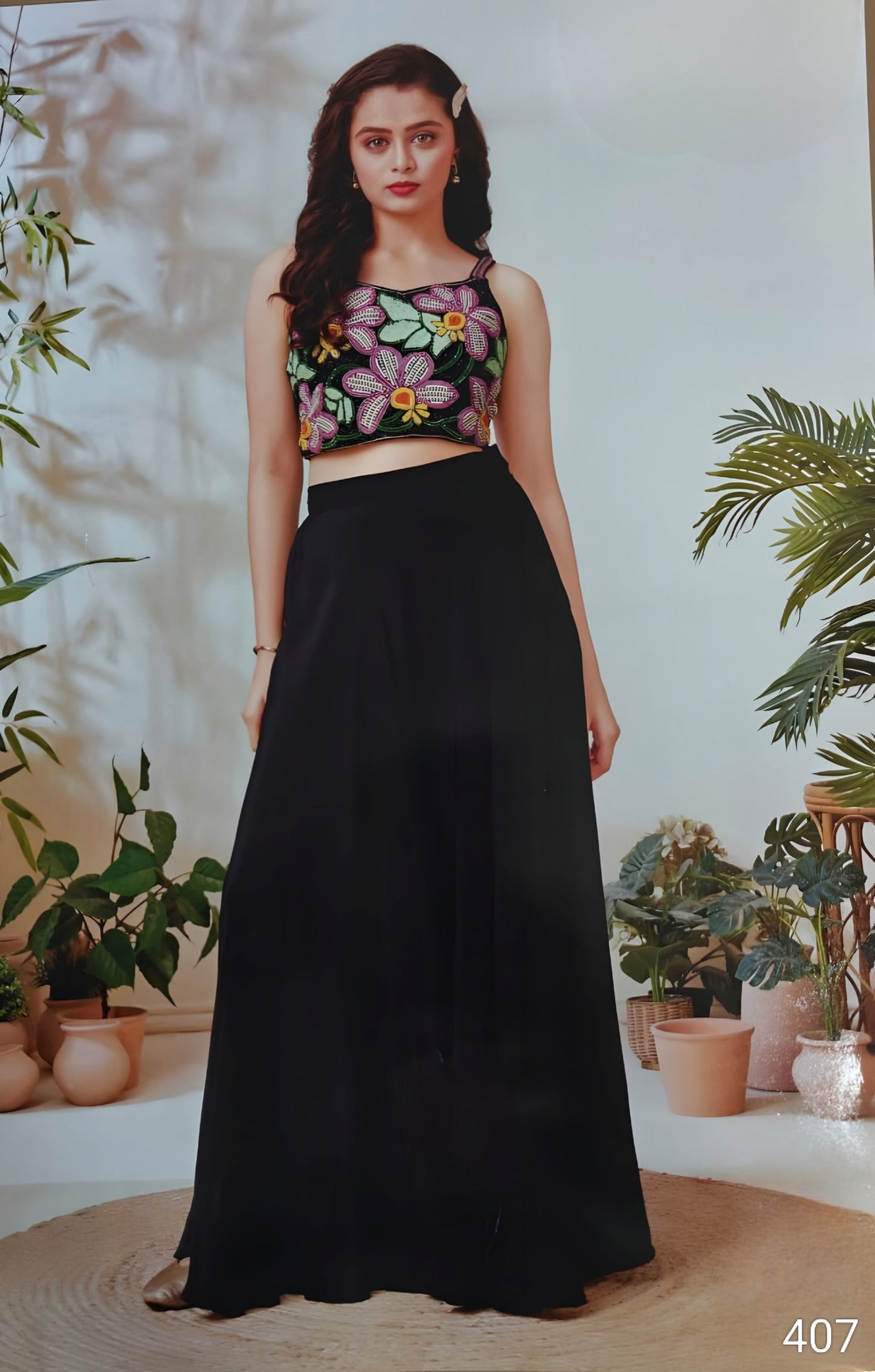 Black Colour Plazo Set(GE-GPZS_407)