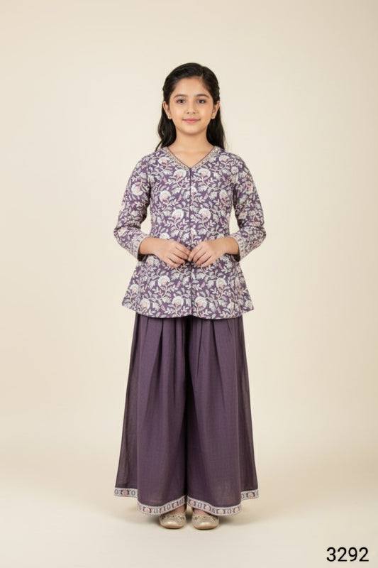 Wine Colour Plazo Set(GE-GPZS_3292)